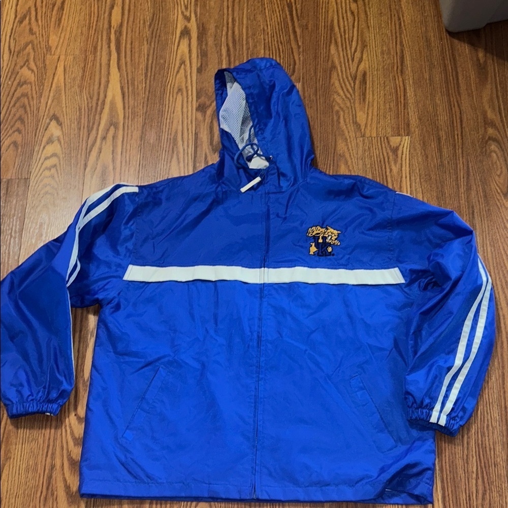 Y2K University of Kentucky Blue Hooded Officially‎ Licensed Windbreaker Sz Large